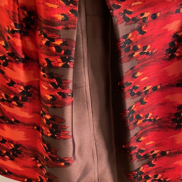 NWOT TIBI SILK mini OPEN BACK high COLLAR halter Multi red brown pleat front 0 - Picture 4 of 16